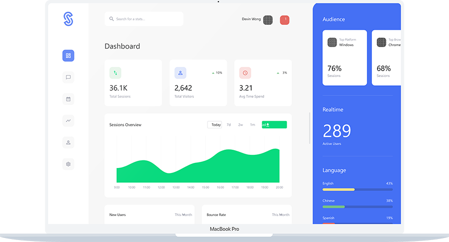 Vista del dashboard FinDash adaptado al portal